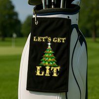 LetS Get Lit Drinking Funny Christmas Golf Towel