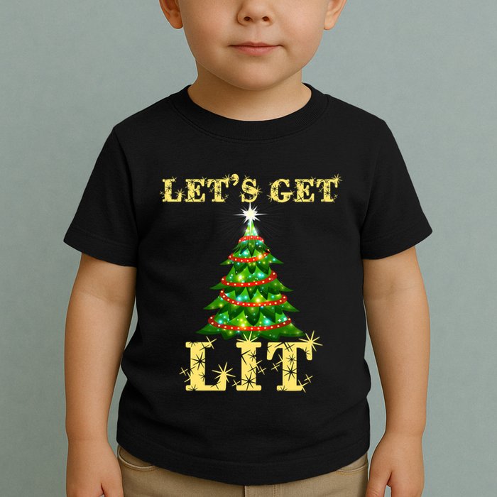 LetS Get Lit Drinking Funny Christmas Toddler T-Shirt
