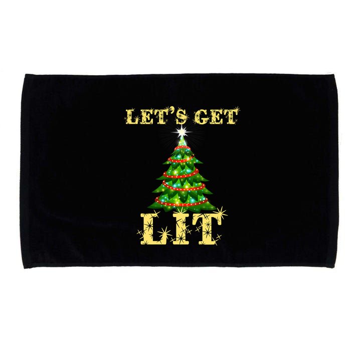 LetS Get Lit Drinking Funny Christmas Microfiber Hand Towel
