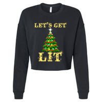 LetS Get Lit Drinking Funny Christmas Cropped Pullover Crew