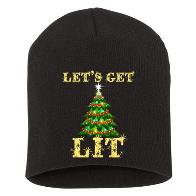 LetS Get Lit Drinking Funny Christmas Short Acrylic Beanie