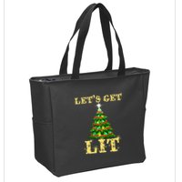 LetS Get Lit Drinking Funny Christmas Zip Tote Bag