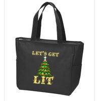 LetS Get Lit Drinking Funny Christmas Zip Tote Bag