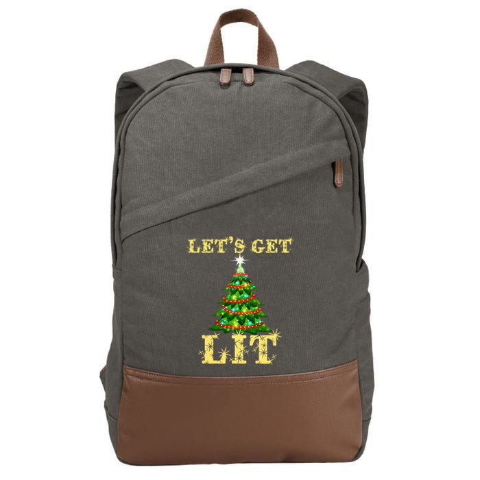 LetS Get Lit Drinking Funny Christmas Cotton Canvas Backpack