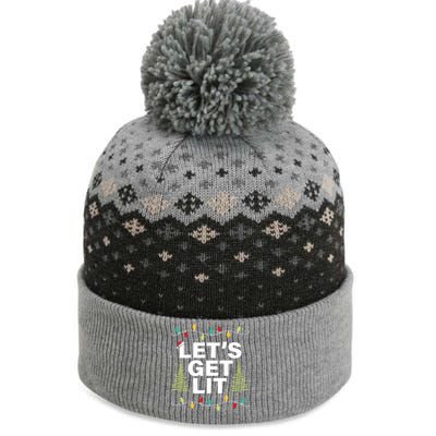 LetS Get Lit Funny Christmas Drinking Xmas Lights The Baniff Cuffed Pom Beanie