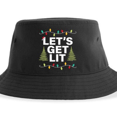 LetS Get Lit Funny Christmas Drinking Xmas Lights Sustainable Bucket Hat