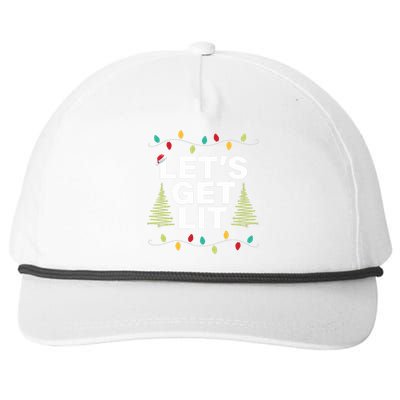 LetS Get Lit Funny Christmas Drinking Xmas Lights Snapback Five-Panel Rope Hat