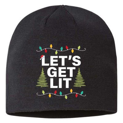 LetS Get Lit Funny Christmas Drinking Xmas Lights Sustainable Beanie