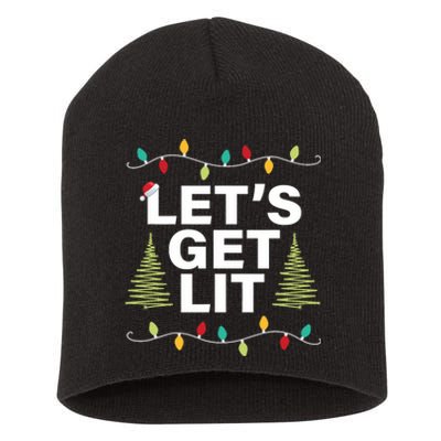 LetS Get Lit Funny Christmas Drinking Xmas Lights Short Acrylic Beanie