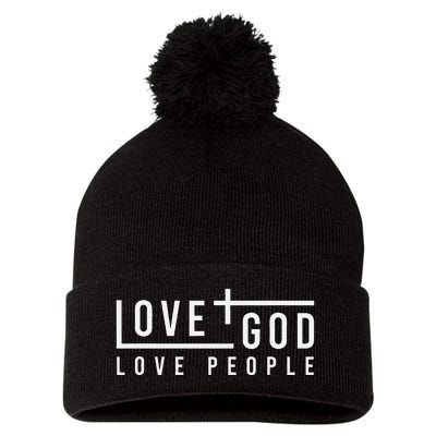 Love God Love People Pom Pom 12in Knit Beanie