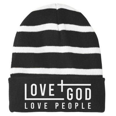 Love God Love People Striped Beanie with Solid Band