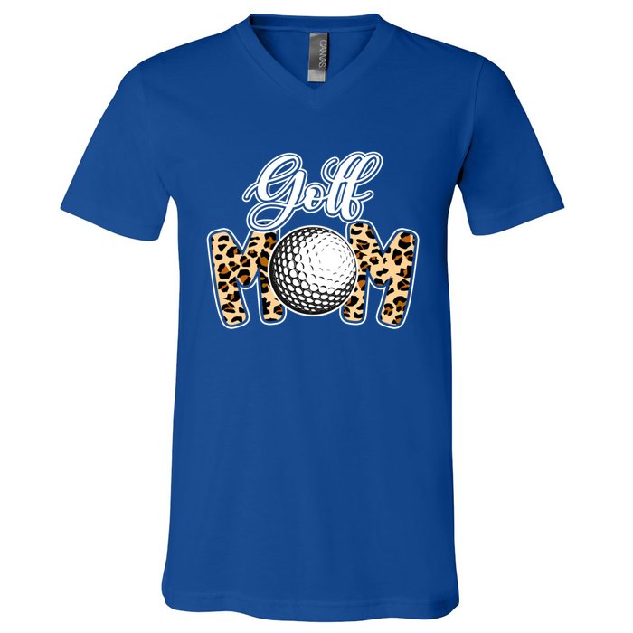 Leopard Golf Mom Life Game Day Mama Mothers Day Funny Gift V-Neck T-Shirt