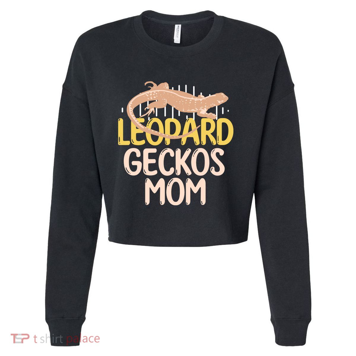 Leopard Gecko Mom Funny Bearded Dragon Mothers Day Cropped Pullover Crew