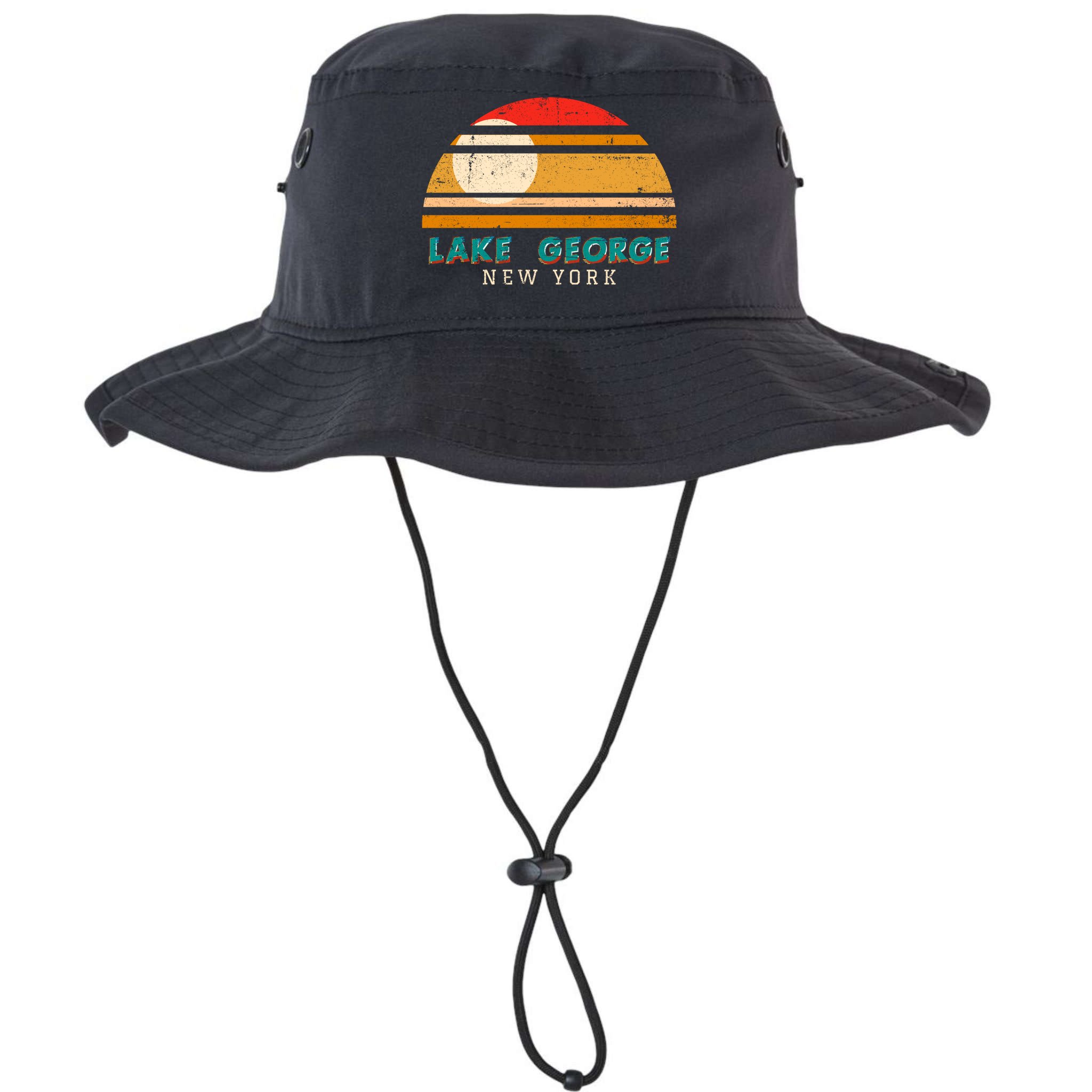 Lake George Ny Product Meaningful Gift Distressed Sunset Lake George Print Gift Bucket Hat