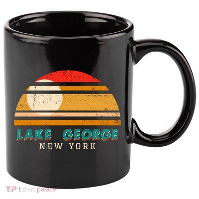 Lake George Ny Product Meaningful Gift Distressed Sunset Lake George Print Gift 11oz C Handle Ceramic Mug