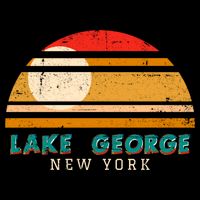 Lake George Ny Product Meaningful Gift Distressed Sunset Lake George Print Gift Flat Bill Trucker Hat