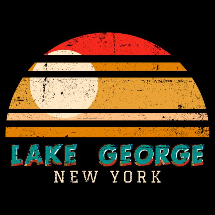 Lake George Ny Product Meaningful Gift Distressed Sunset Lake George Print Gift Flat Bill Trucker Hat