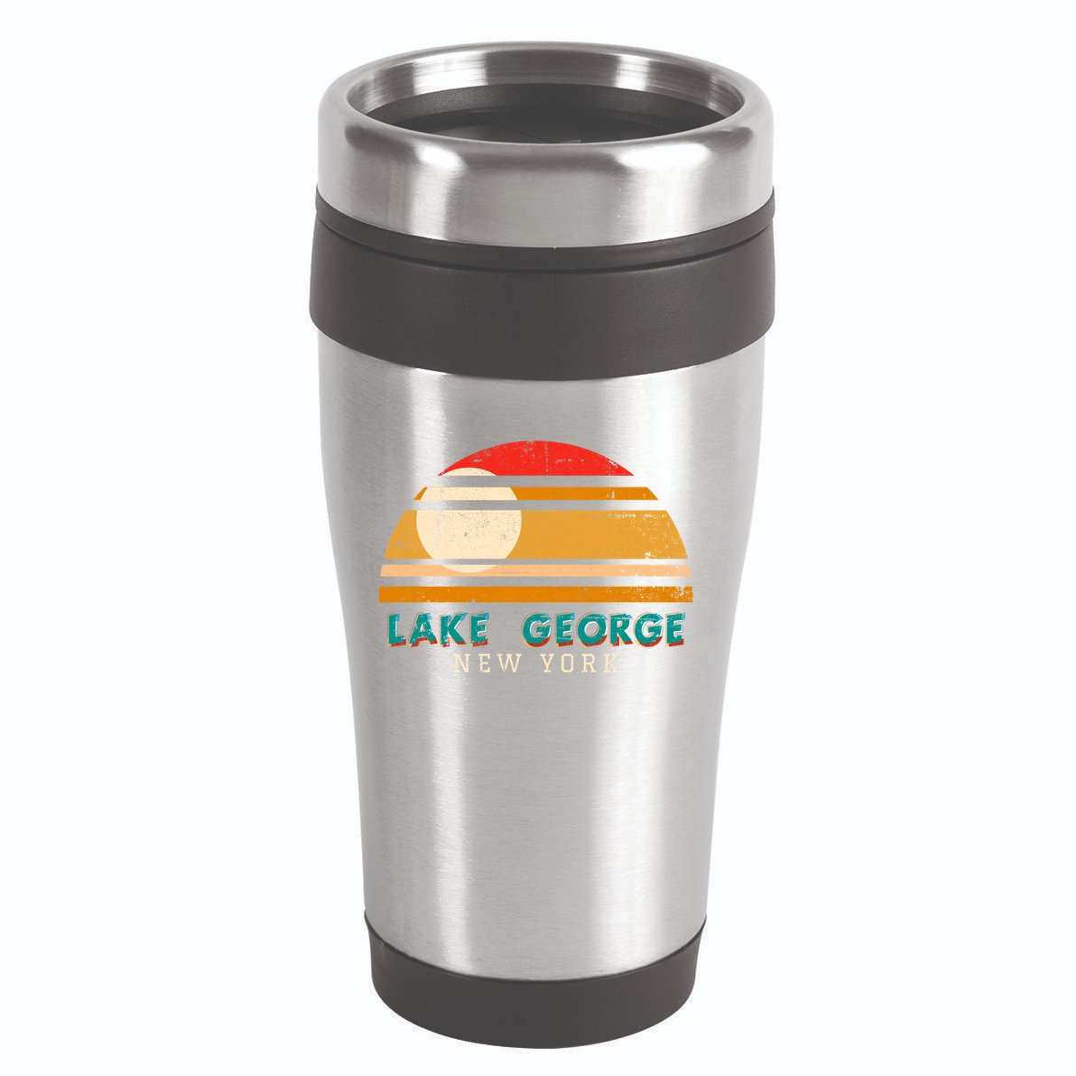 Lake George Ny Product Meaningful Gift Distressed Sunset Lake George Print Gift 16oz Travel Tumbler