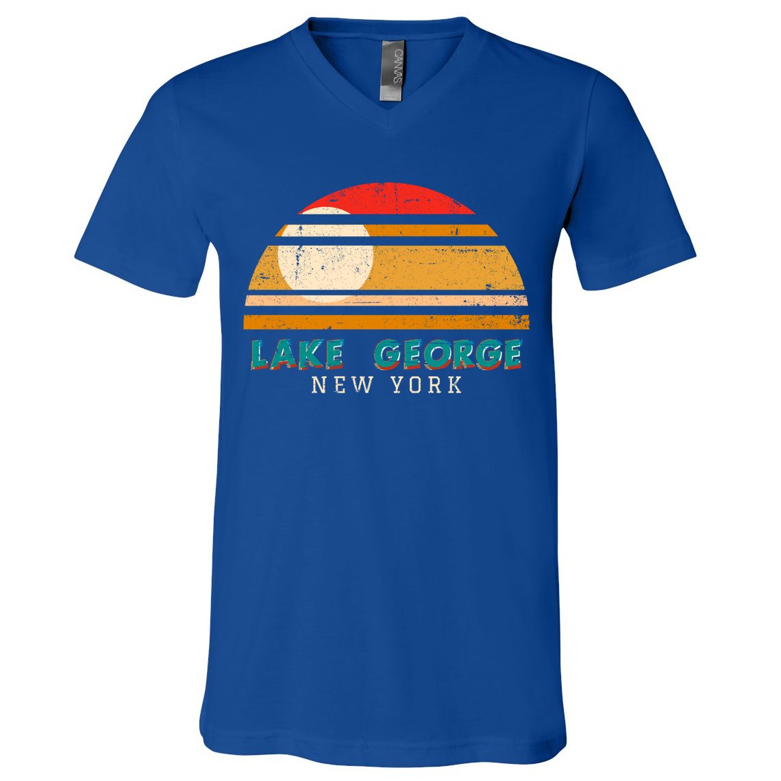 Lake George Ny Product Meaningful Gift Distressed Sunset Lake George Print Gift V-Neck T-Shirt