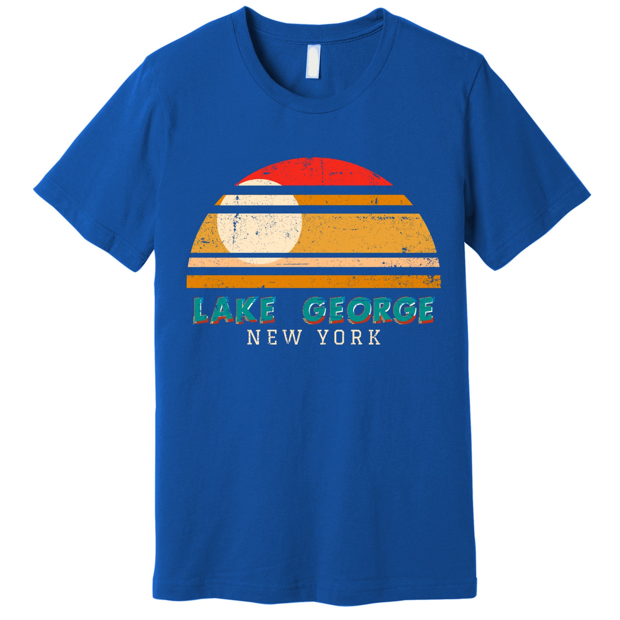 Lake George Ny Product Meaningful Gift Distressed Sunset Lake George Print Gift Premium T-Shirt