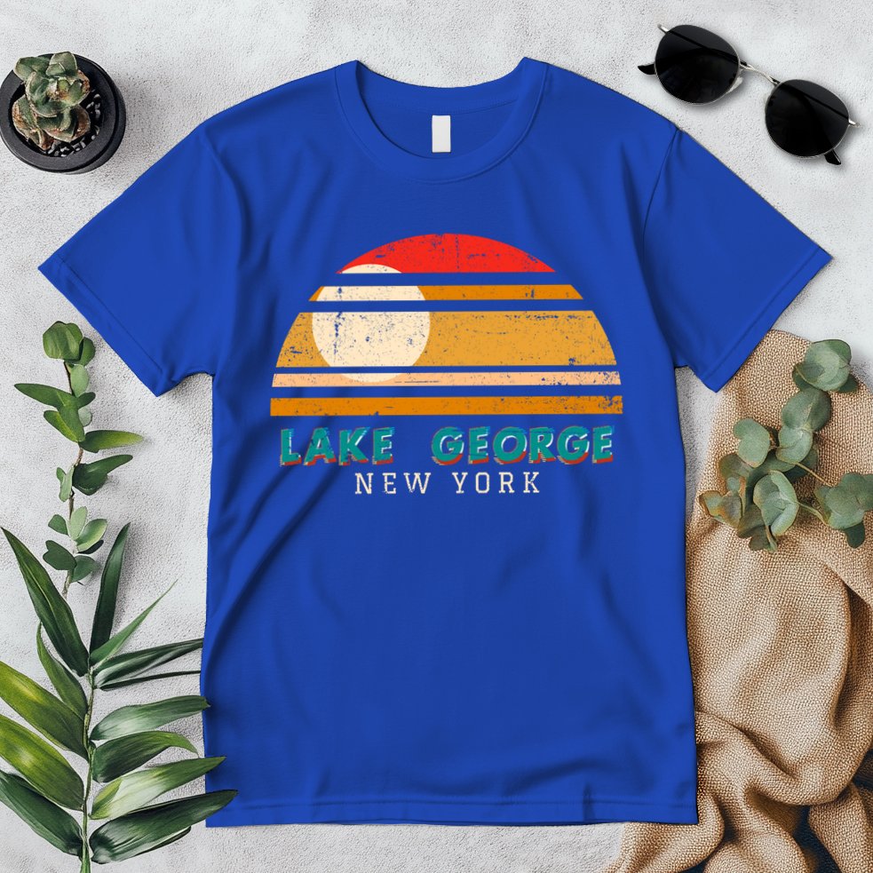 Lake George Ny Product Meaningful Gift Distressed Sunset Lake George Print Gift Premium T-Shirt