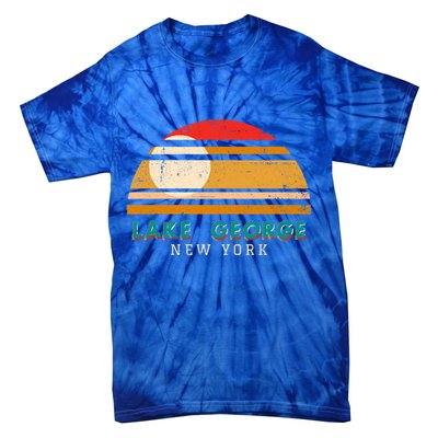 Lake George Ny Product Meaningful Gift Distressed Sunset Lake George Print Gift Tie-Dye T-Shirt