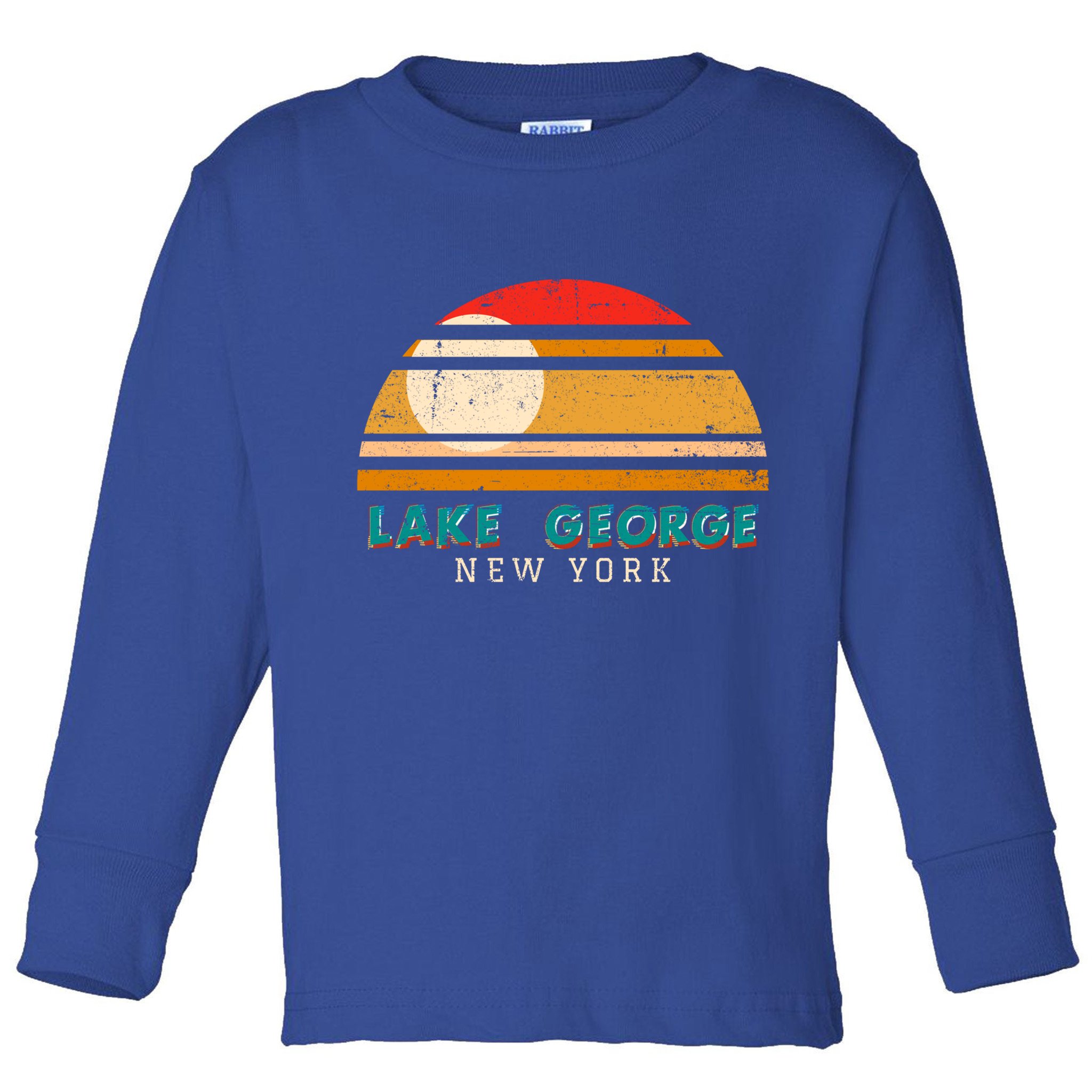 Lake George Ny Product Meaningful Gift Distressed Sunset Lake George Print Gift Toddler Long Sleeve Shirt