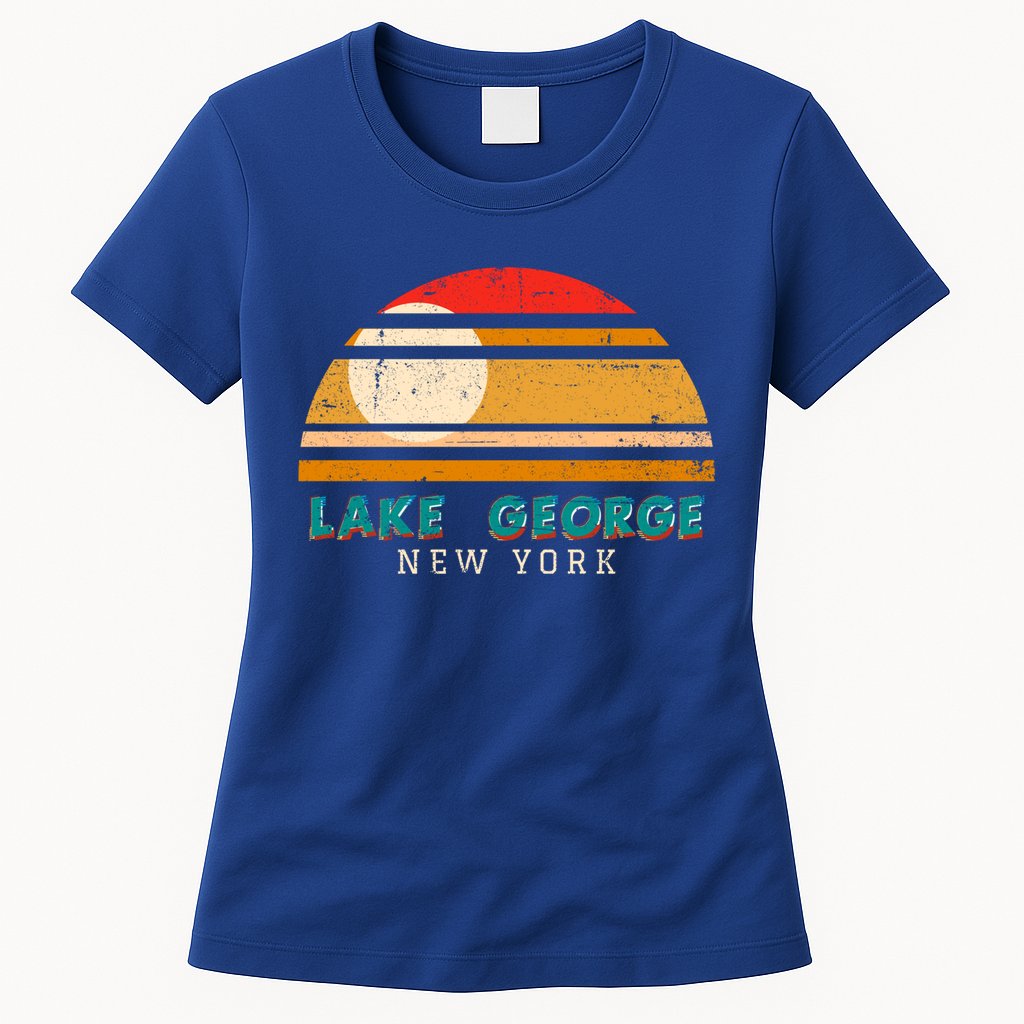 Lake George Ny Product Meaningful Gift Distressed Sunset Lake George Print Gift Womens T-Shirt