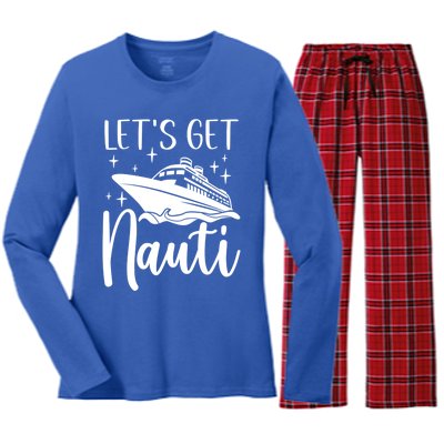 Let's Get Nauti Cruising Vacation Family Trip Gift Women's Long Sleeve Flannel Pajama Set 