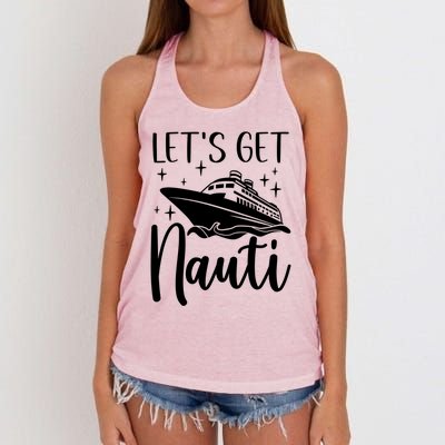 Let's Get Nauti Cruising Vacation Family Trip Gift Women's Knotted Racerback Tank