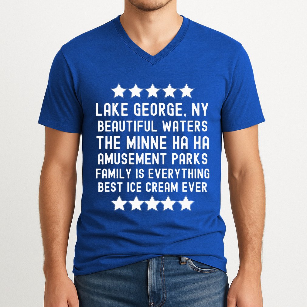 Lake George New York Beautiful Waters Amusement Parks Fun V-Neck T-Shirt