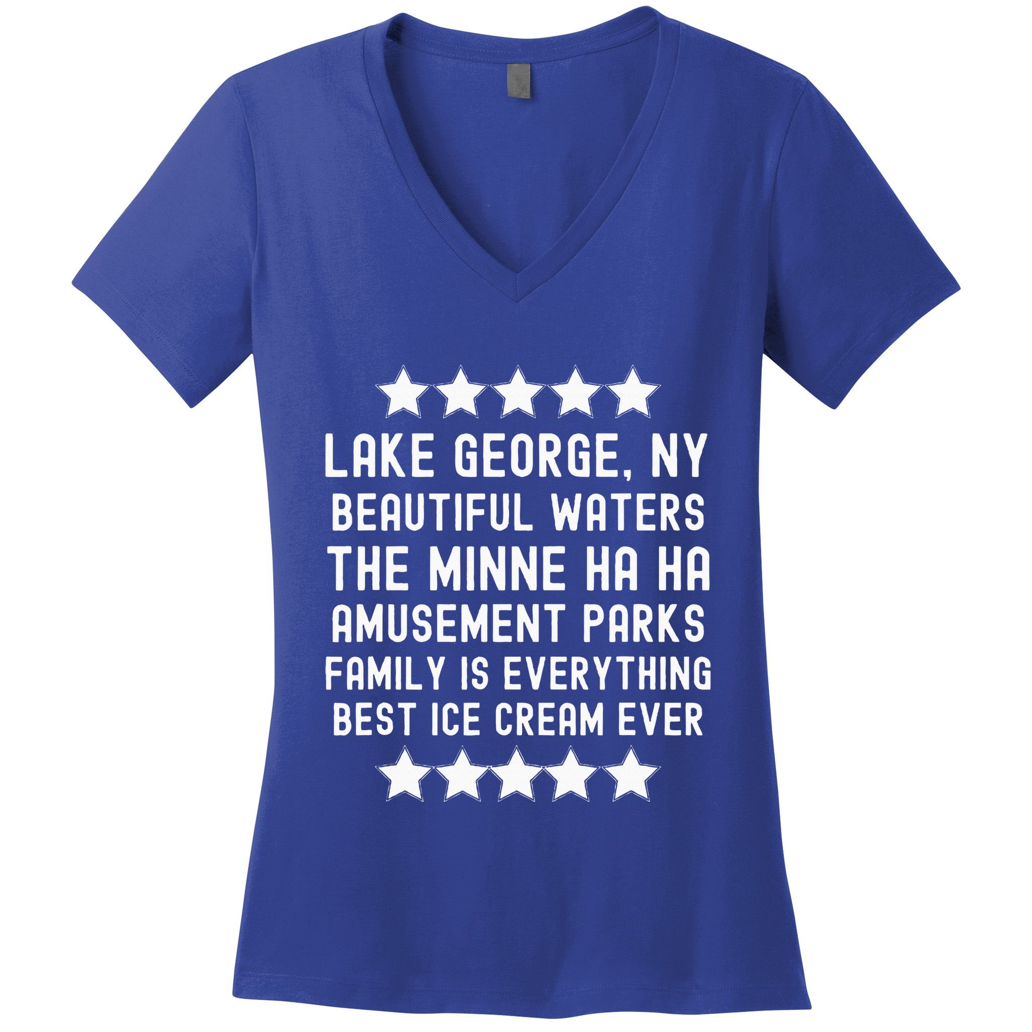 Lake George New York Beautiful Waters Amusement Parks Fun Women's V-Neck T-Shirt