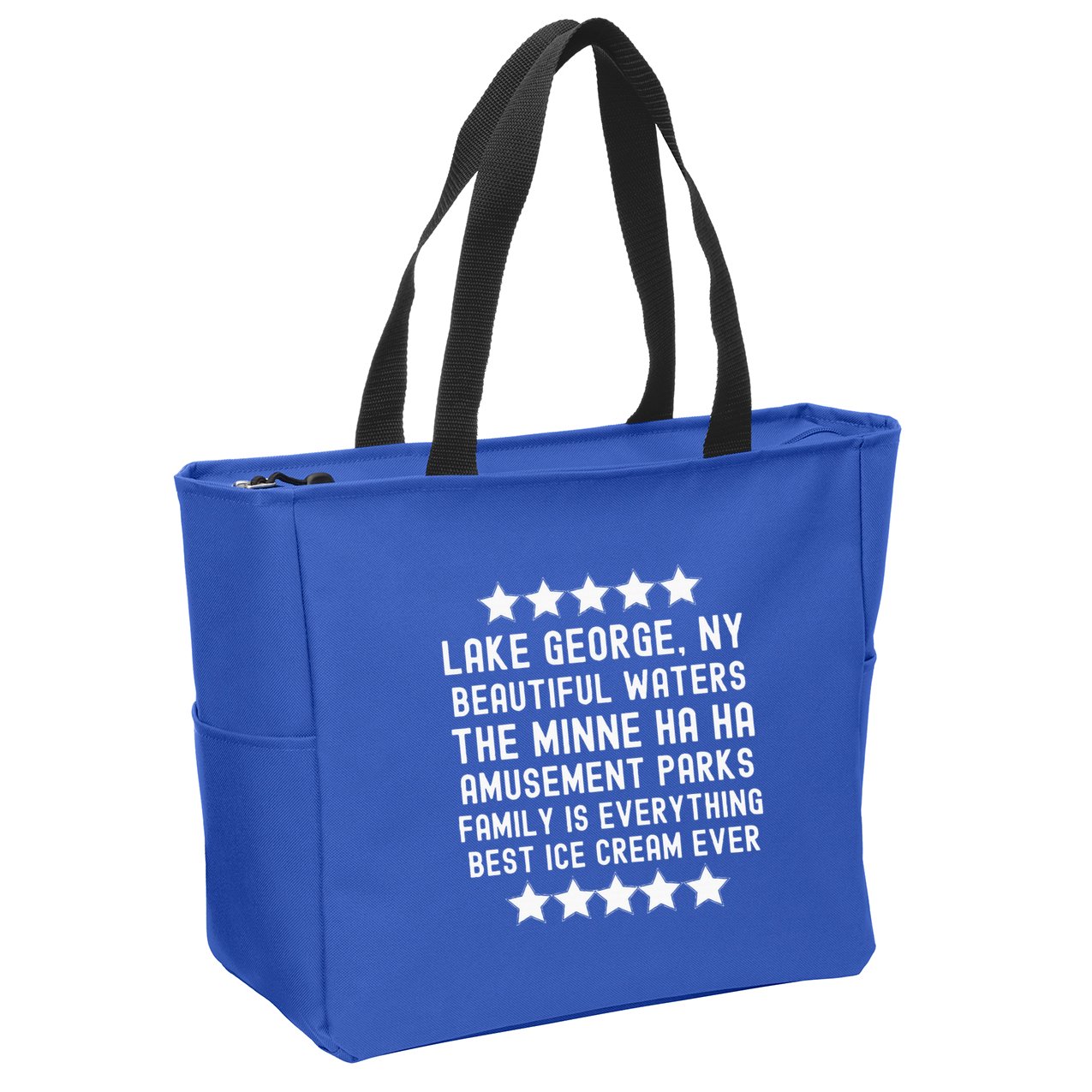 Lake George New York Beautiful Waters Amusement Parks Fun Zip Tote Bag
