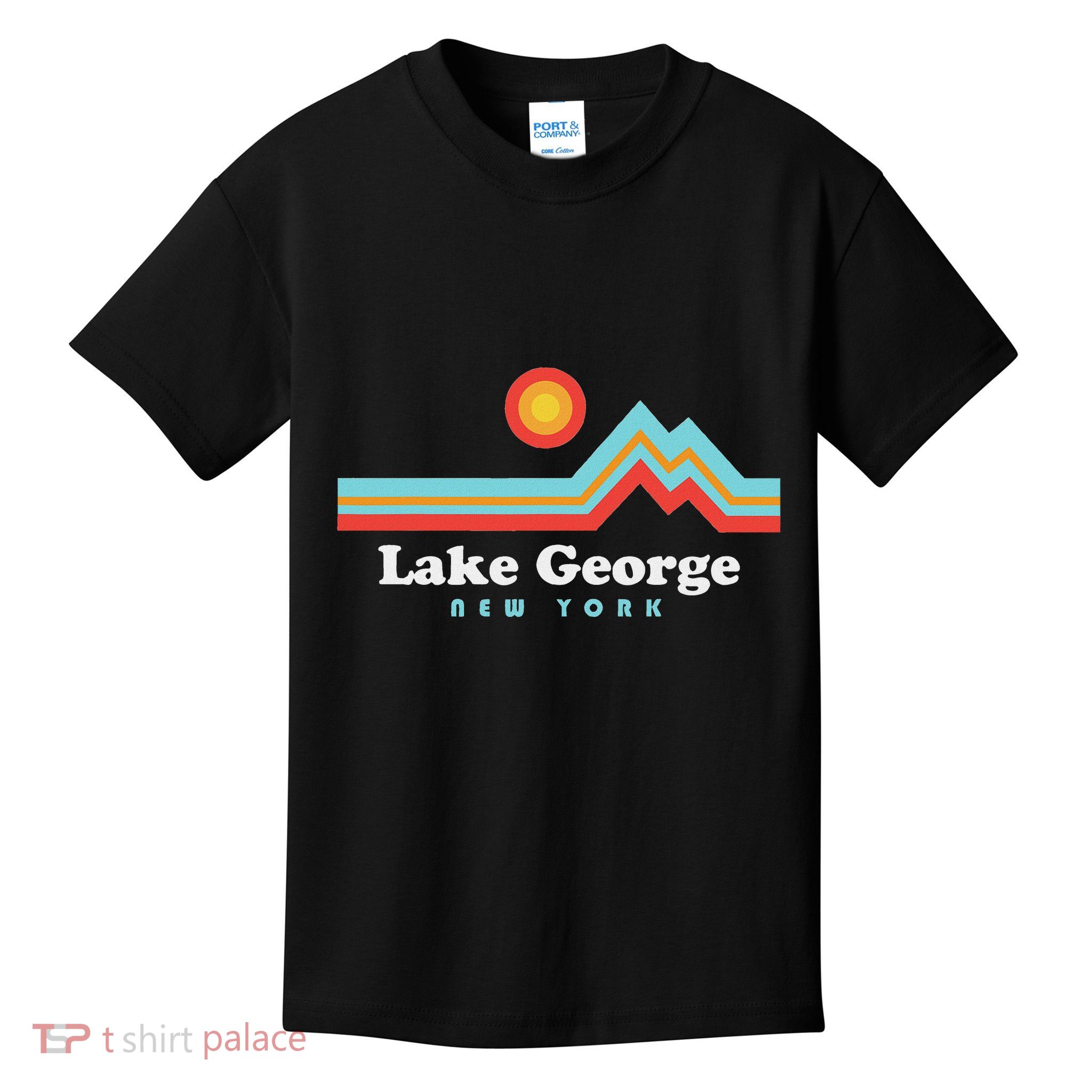 Lake George New York Sunset Mountains Kids T-Shirt