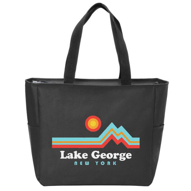 Lake George New York Sunset Mountains Zip Tote Bag