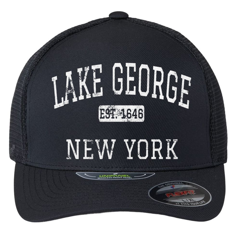 Lake George New York NY Vintage Flexfit Unipanel Trucker Cap
