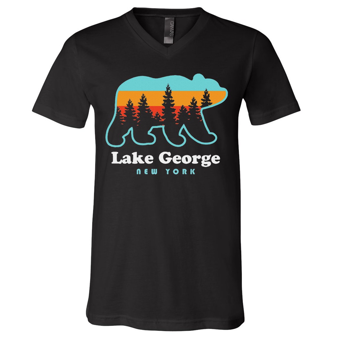 Lake George Ny Bear Lake George New York V-Neck T-Shirt