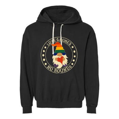 Love Gnomes No Bounds Gnome LGBT Pride Garment-Dyed Fleece Hoodie