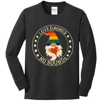 Love Gnomes No Bounds Gnome LGBT Pride Kids Long Sleeve Shirt