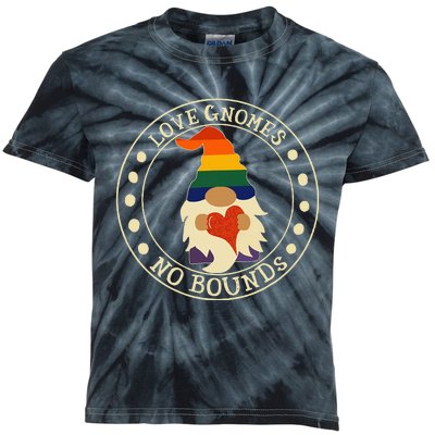 Love Gnomes No Bounds Gnome LGBT Pride Kids Tie-Dye T-Shirt