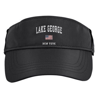 Lake George New York Ny Vintage American Flag Sports Design Adult Drive Performance Visor