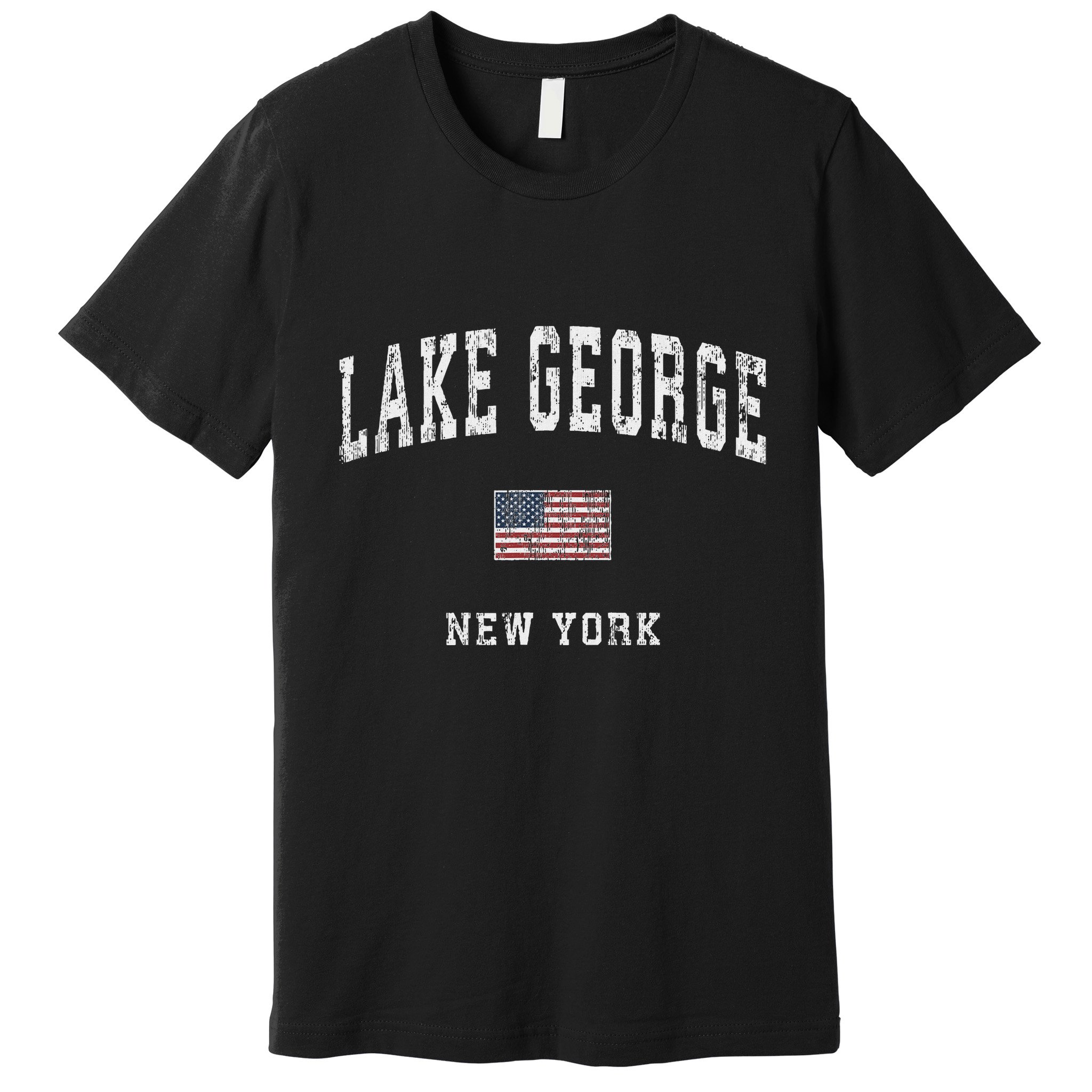 Lake George New York Ny Vintage American Flag Sports Design Premium T-Shirt