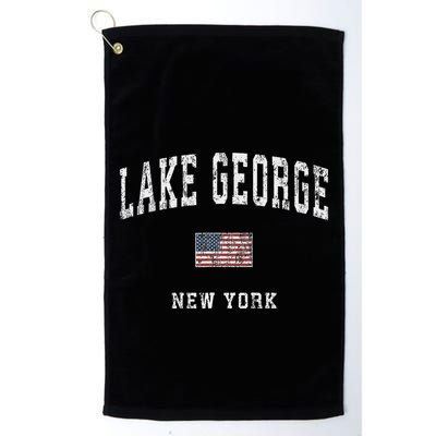 Lake George New York Ny Vintage American Flag Sports Design Golf Towel