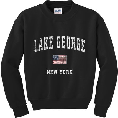 Lake George New York Ny Vintage American Flag Sports Design Kids Sweatshirt