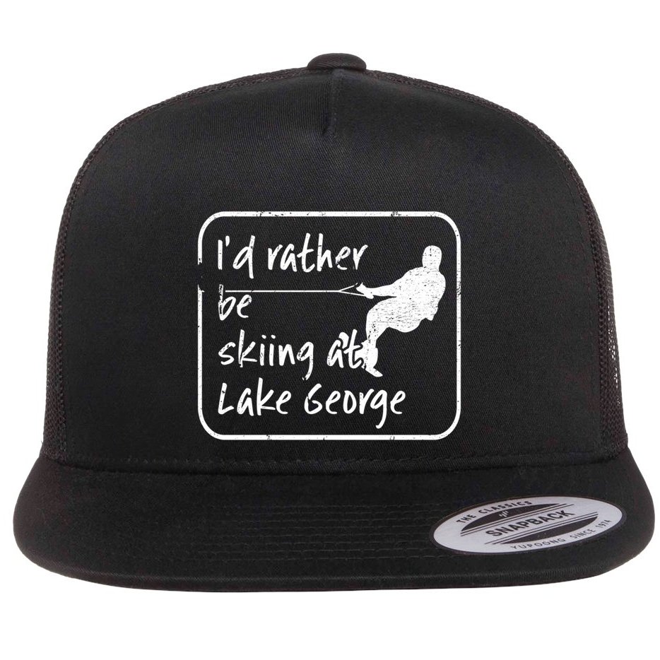 Lake George New York Id Rather Be Water Skiing Great Gift Flat Bill Trucker Hat