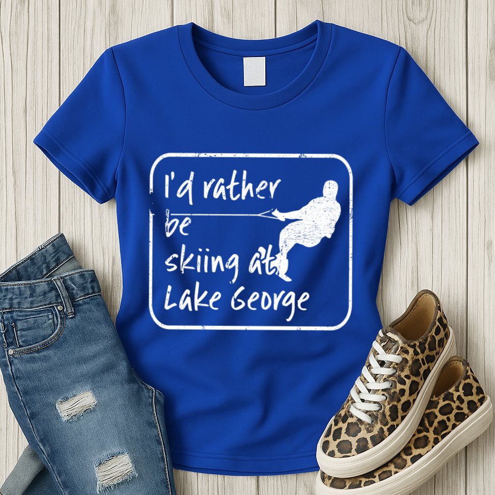 Lake George New York Id Rather Be Water Skiing Great Gift Womens T-Shirt