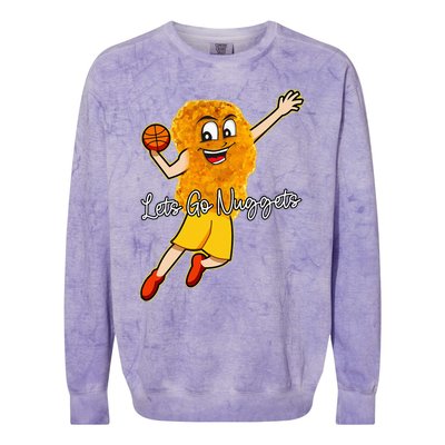 Lets Go Nuggets Chicken Nugget Basketball Player Colorblast Crewneck Sweatshirt