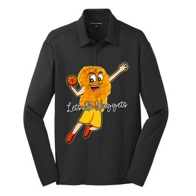 Lets Go Nuggets Chicken Nugget Basketball Player Silk Touch Performance Long Sleeve Polo