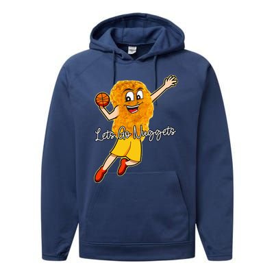 Lets Go Nuggets Chicken Nugget Basketball Player Performance Fleece Hoodie