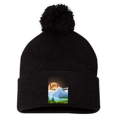 Let's Go Nature Fan Pom Pom 12in Knit Beanie